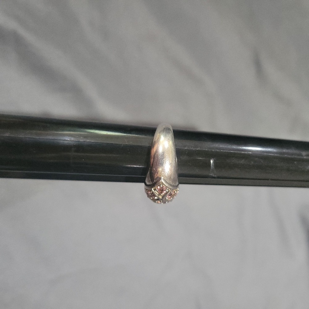 Vintage Estate Sterling Silver 925 Pink Topaz Pave Ring Size 8.5 - Picture 5 of 9